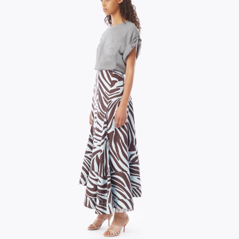 3.1 Phillip Lim Zebra Pleated Skirt with Snaps - Picture 2 of 14
